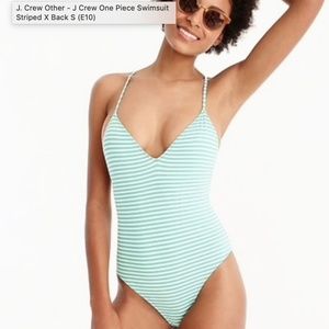 J.Crew Playa Key West Green Stripe One Piece M